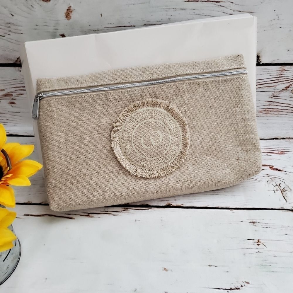 Dior Haute Couture Flowers Canvas Linen Pouch Cosmetic Bag Travel Case Clutch - Picture 3 of 6
